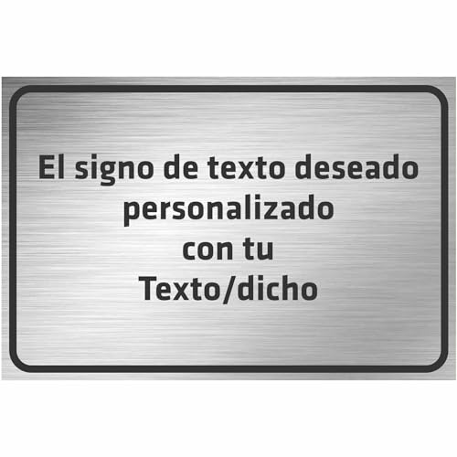 Indigos UG - Placa de aluminio en 8 tamaños - Con texto y texto - Cartel personalizado de acero inoxidable - Placa compuesta de aluminio en 8 tamaños - para garaje