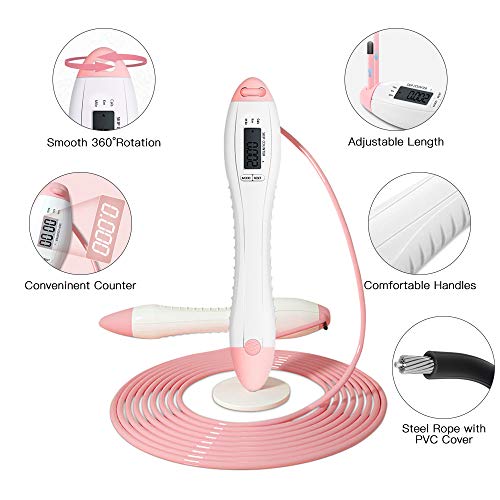 DECDEAL Pular corda com contador inteligente Crianças Adultos Pular corda com calorias Quilômetros M