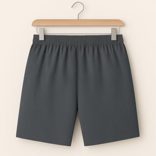 Image of Vogaan Men's Casual Slim Fit Shorts | Stylish Knee-Length Shorts with Elastic Waist | Summer Wear Short with Side Pockets for Gym Travel & Outdoor