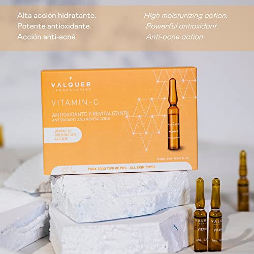 Valquer Laboratorios Vitamin C Facial Ampoules Facial Serum Antioxidant and Conditioner All Skin Types With Hyaluronic Acid Antiacne - Image 2