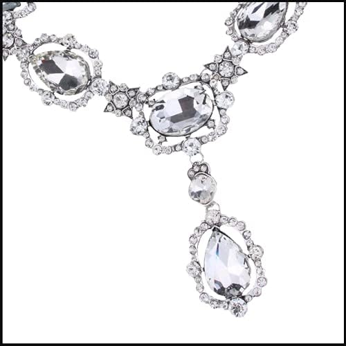 Secret for Longevity Extra Large Victorian Art Deco Antique Retro Vintage Style Silver Tone Clear Rhinestone Chunky Statement Wedding Bridal Prom Drag Queen Pageant Necklace - Image 4