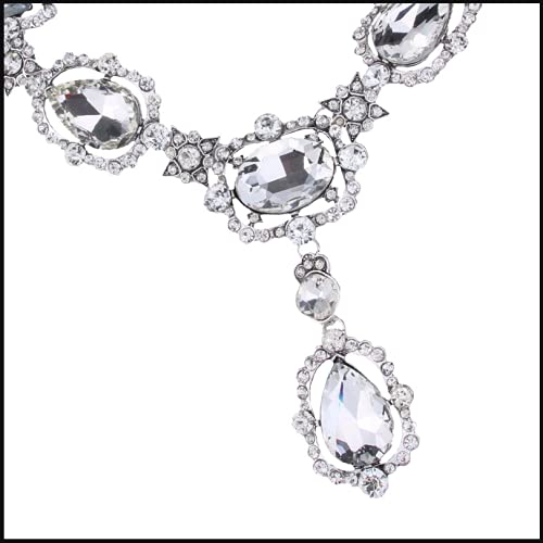 Secret for Longevity Extra Large Victorian Art Deco Antique Retro Vintage Style Silver Tone Clear Rhinestone Chunky Statement Wedding Bridal Prom Drag Queen Pageant Necklace4