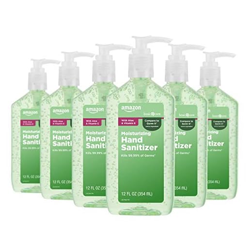 Amazon Basic Care - Aloe Vera Hand Sanitizer 62%, 12 fl oz (Pack of 6)