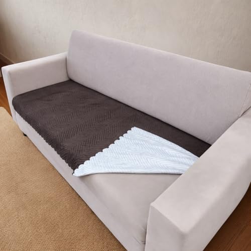 Image of Homerz Premium Velvet Sofa Cover Panel | Soft & Velvety Fabric | Rich Vibrant Colours | Sofa Protector for Living Room (Brown, 1 Seater, Only Seat Cover)