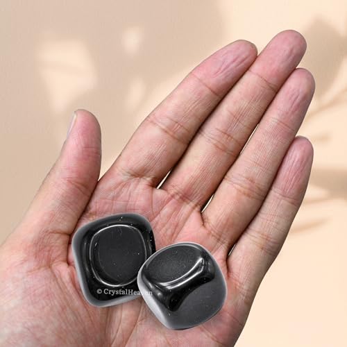 Image of Certified Black Obsidian Crystal Healing Tumbled Stone, Natural Polished Crystals for DIY Crafts, Manifestation, Meditation, Pooja Feng Shui and Reiki Healing (30 Grams)