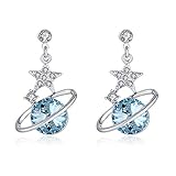 KRUCKEL 揺れる　水色　ブルー　誕生石色　星　スター　ピアス　シルバー　惑星　ギャラクシー　女性　レディース　人気　ブランド　金属アレルギー対応　ジルコニア　スワロフスキー you are my galaxy, universe, my everything belongs to you, you are my goddess ☄ earrings made with Austrian Crystal 💎 – 7131040