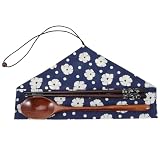 JEWEDECO Japanisches Essbesteck Satz mit Essstäbchen und Löffel Umweltfreundlich Spülmaschinenfest Inklusive Tragetasche für Camping und Reisen