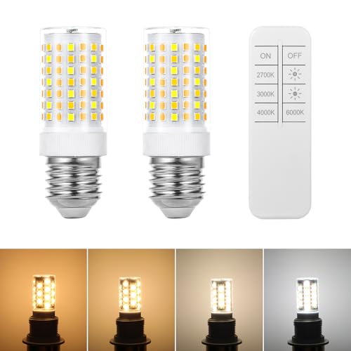 Lampadina LED E27 dimmerabile con telecomando, 0,6-10W, 900-1000lm, CCT 2700K-6500K (da bianco caldo a luce diurna), per soggiorno, camera da letto, cucina, dimmerabile con telecomando, (2pcs)
