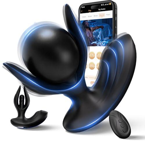 Inflatable Butt Plug Prostate Massager - App & Remote Controlled Anal Vibrator with Adjustable Expansion 8 Vibration Modes Silicone Rechargeable Mens Sex Toy