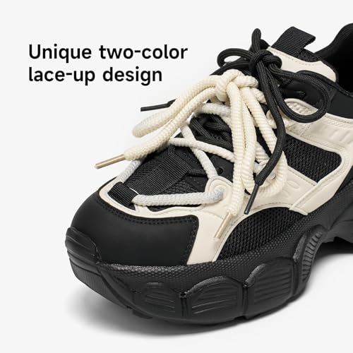 Image of BEAU TODAY Women's Walking Shoes, Chunky Platform Fashion Sneakers for Women, Comfortable Casual Lightweight Lace-up Gym Workout Athletic Tennis Shoes