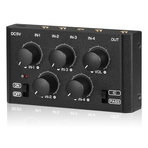 DoukAudio MC5-BX Mini Audio Mixer: 4-Channel Ultra Low-Noise Stereo Line Mixer for Home Studio Bar...
