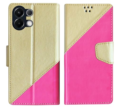 Image of SBMS Flip Cover for Oppo K13 5G Back Cover Case with Magnatic Closure | Inbuilt Stand | Card & Money Pocket (multiPink)