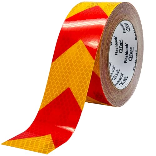 M METERXITY Reflective Tape 4\" X 10\' - Yellow & Red Hexagon Pattern For Trailers, Trucks, Safety