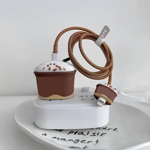 Image of INEFABLE Charger Protector Case Cover for iPhone Chargers 18W & 20W | Cute Cartoon 3D Cover with Cable Protectors | Soft Silicone Data Cord Saver Sleeves-Set of-1 (Brown Buck)