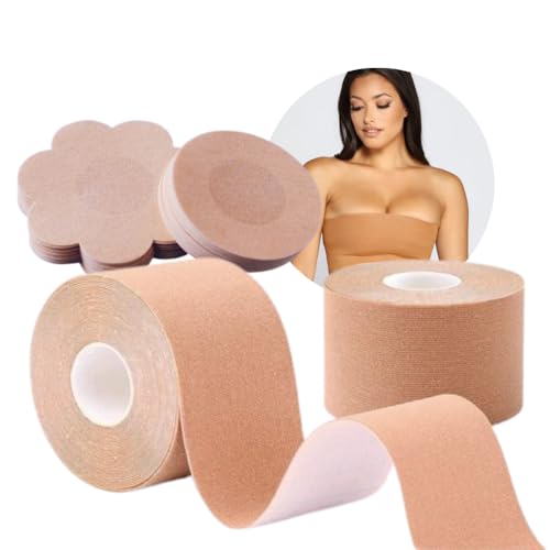 Kit 2 Rolos de Fita Adesiva - Levanta Seios, Sutiã Invisível + 10 Adesivos Para Proteção Dos Mamilos - UpShop