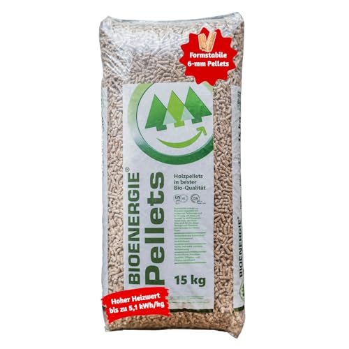 A&G-heute Bioenergie Weichholz Brennpellets 15kg 6 mm | Holzpellets Kaminpelletts Ofenpellets Umweltfreundlich | Wärmeeffizient | Regionales Naturholz | DINplus ENplus A1-Zertifiziert