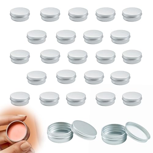 jwtyu 25 Stück Aluminium Döschen 10ml Cremedosen zum Befüllen Mini Lippenbalsam Behälter für Kerzen DIY Aufbewahrung Gesichtscremes Schmuck Kosmetika uswGewindefrei
