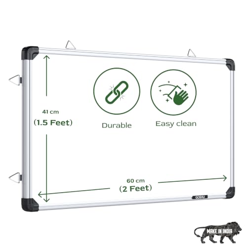 Image of Amazon Brand - Solimo Non-Magnetic Whiteboard & Chalkboard 1.3x2 Feet (41x60 cm) | 2 Markers + Duster | Dry Erase & Chalk Board | Home Office School Kids (1.3x2 feet, Pack of 4 Items)