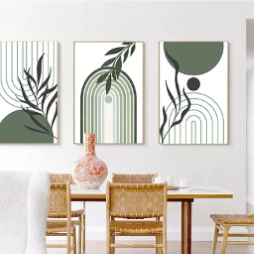 Impression sur toile de feuilles et géométrie nordique chic - 3