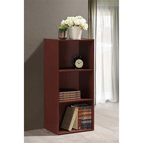 Hodedah 3-Shelf Bookcase In Mahogany #TOP7