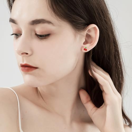 Image of NEWITIN 100 Pairs Colorful Cute Earrings for Girls Sensitive Ears Hypoallergenic Girl Stud Earrings Set Stainless Steel Cartoon Stud for Girls and Women