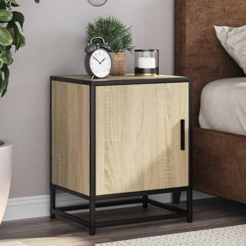 Table de chevet en chêne Sonoma avec structure en métal durable - 2