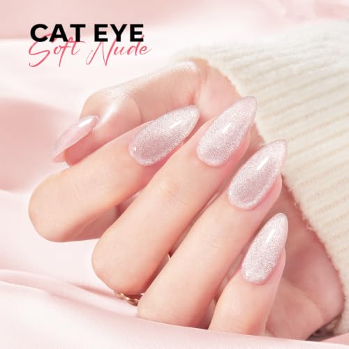Image of modelones 5 Colors Builder Nail Gel, Cat Eye Gel Top Coat and Magnet Set | Rubber Color Base Gel Polish for Thickening Apex Building Strengthener Short Extension Home DIY Salon Girls LED Lamp Cured