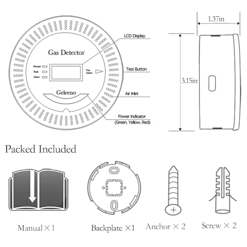 Image of Natural Gas Detectors for Home, Propane Gas Leak Detector with 59 inch AC Plug-in Cable