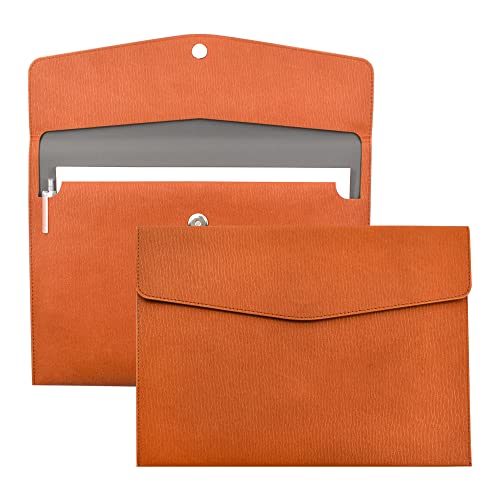 ファイルフォルダー PUレザー A4レターサイズ ファイルケース ファイルバッグ ドキュメントレター プラスチック封筒 磁気スナップ 大容量 防水 持ち運び簡単 書類ケース 資料 収納 オフィス ビジネス ファイルポーチ (ブラウン)
