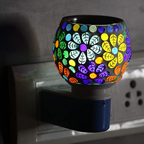 Image of Brahmz Glass Mosaic Kapoor Dani Oil Burner,Scented Oil Diffuser Plug in Aroma Diffuser for Home and Office
