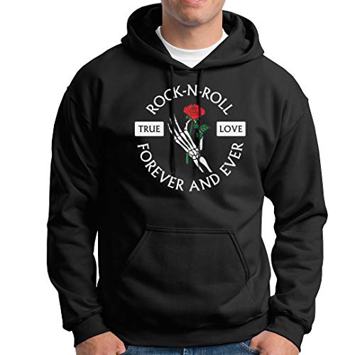 Rock and Roll True Love Forever Ever Young Free THoddie Sweatshirt Unisex Hand Skull-S