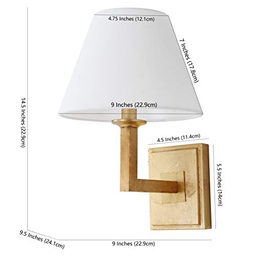 Image of SAFAVIEH Lighting Collection Pauline Modern Contemporary Gold Bedroom Bathroom Vanity Hallway Foyer Living Room Wall Sconce Set of 2 (LED Bulbs Included)