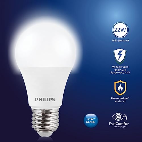 Philips 22-watt LED Bulb |AceBright High Wattage LED Bulb| Base: E27 Light Bulb for Home | Crystal White, Pack of 4