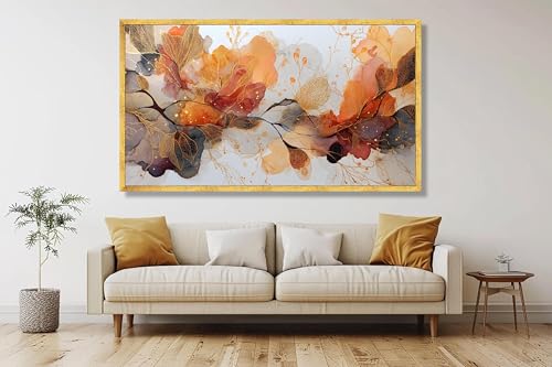 Peinture florale moderne tableau abstrait nature feuilles d'automne