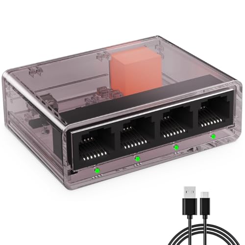 Image of ZORBES Gigabit Ethernet Splitter 1 to 4 Port, Gigabit Ethernet Splitter Network Switch, 1000Mbps High-Speed, Plug and Play, LAN RJ45 Internet Splitter with USB Cable for Router, Laptop /PC, TV, Xbox