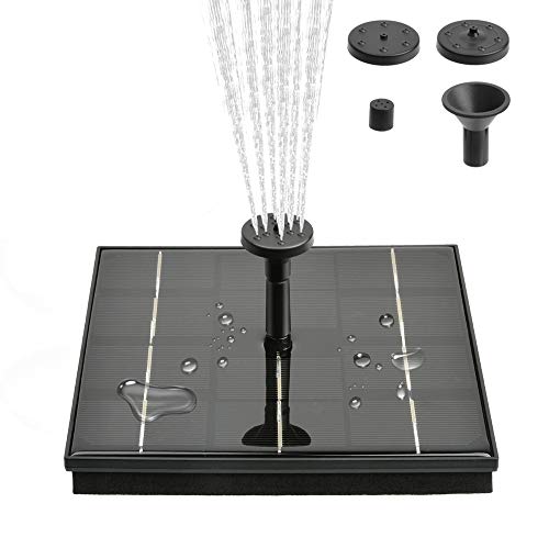 Solar-Power Solar Fountain Pump, 12V 4W Water Pump Fountain Without Battery Backup, 4-in-1 Nozzle for Bird Bath, Fish Tank, Pond Garden Decoration