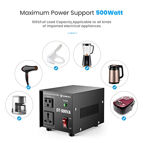Anbull Voltage Converter 500W Voltage Transformer, Step Up Down 110v 220v, 220 to 110 Voltage Converter Heavy Duty Step Up & Down 50-60Hz2
