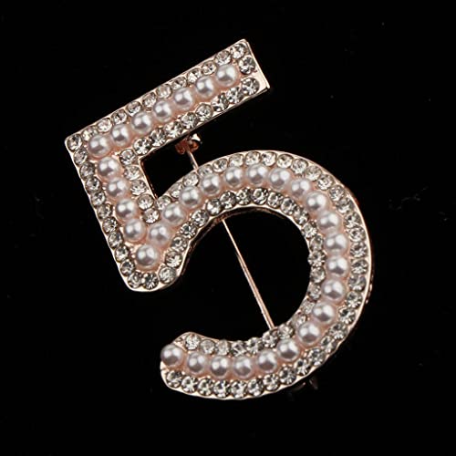 Broche de moda número cinco acabado oro de alta joyería 4