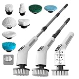 電動お掃除ブラシ バスポリッシャー お風呂掃除 ブラシ 長さ伸縮可能 手持ち式 IPX7防水 8種類の多機能ブラシ付 大容量4000mAhバッテリー 残量表示機能付き 軽量 コードレス 浴槽磨き 車掃除 トイレ掃除 床 窓 壁 玄関掃除 年末大掃除