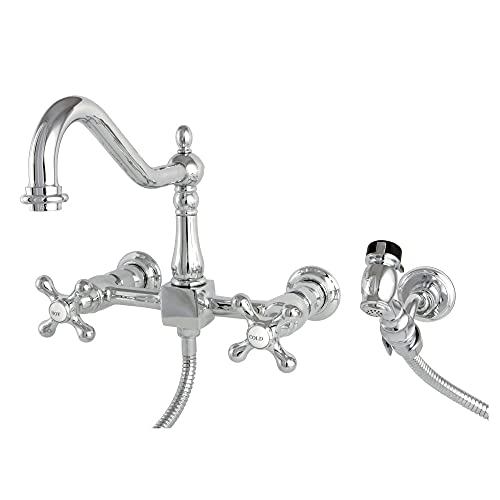Black Friday - 60% OFF Kingston Brass KS1241AXBS Heritage Bridge Kitchen Faucet, 8-1/2", Polished Chrome