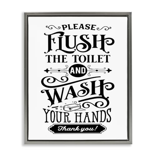 Vintage Bathroom Humor Typography, 25 x 31 Inch Canvas in Floater Frame