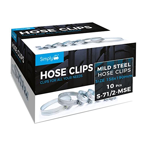 Simply S-71/2-MSE 10 Pack 158-190mm Mild Steel Hose Clip Jubilee Clip - Strong, Durable, Easy to Use