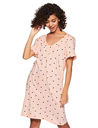 72% OFF on Amazon Brand - Eden & Ivy Women's Cotton All Over Print Knee Length Regular Night Gown (SS19UTSDR03-GP-03_Pink_L)