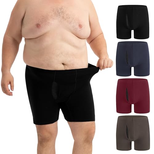 INNERSY Mens Big and Tall Boxer Briefs Plus Size Underwear XL-5XL Moisture Wicking Boxers 4-Pack(3X-Large Midnight Darks)