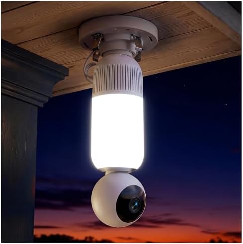 Light Bulb Security Cameras Outdoor Indoor - 2K 360° View Light Bulb Camera Wireless for Home Security with Color Night Vision, Motion Detection, 2-Way Audio, Siren, SD/Cloud Storage, Easier to use