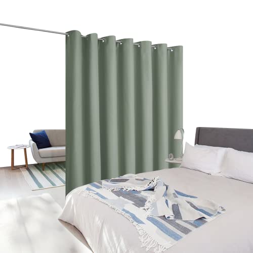 Image of NICETOWN Loft Noise Blocking Room Divider Curtain Screen Partitions, Basement Hospital Medical Clinic Spa Lab Cubicle Space Divider Privacy Screen (Greyish Green, 1 Panel, 8.3ft Wide x 9ft Long)