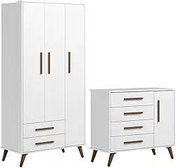 Quarto de Bebê Qencanto com Roupeiro e Cômoda Qmovi Branco