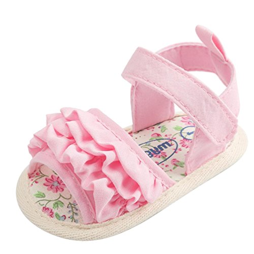 Lurryly Toddler Baby Girls Flower Sandals Shoe Sneaker Anti-Slip Soft Sole Shoes 1-18 M (0~6 Month, US:2.5, Pink)