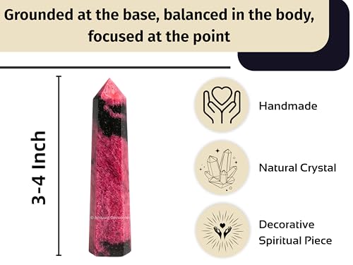 Image of Amazing Gemstone Rhodonite Crystal Towers - Natural Healing Crystal Point Obelisk for Reiki Healing and Crystal Grid (3 inch to 4 inch INCH)