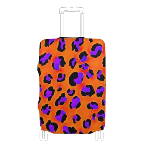 Joisal Purple Leopard Orange Luggage Covers for Suitcase Protector Personalized Flight Travel Suitcase Sleeve Painting, M, Fits 22-24 Inch Case